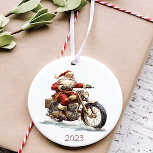 Personalized Christmas Ornament, Santa Christmas Ornament, Motorcycles, Santa, Personalized Christmas Ornament, Christmas Ornaments