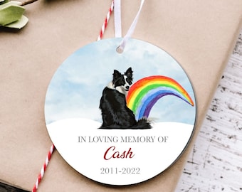 Border Collie Christmas Ornament, Rainbow Bridge, Memorial Ornament for Pet, Loss of Pet, Dog Lovers, Borer Collie, Christmas Ornaments