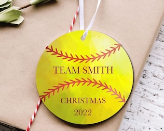 Christmas Ornament, Softball Christmas Ornament, Softball Ornament, Gift for Softball Player, Softball, Softball Team, Christmas Gift