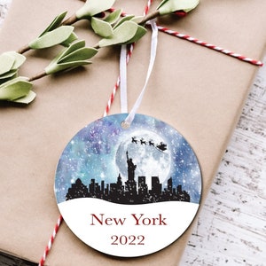 New York City Christmas Ornament, NYC Christmas Ornament, Santa, Reindeer, Personalized Christmas Ornament, Christmas Ornaments, New York