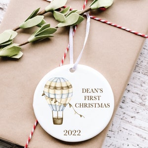 Baby's First Christmas Ornament, Christmas Ornament Baby's First, Hot Air Balloon, Baby's First Christmas Ornament, Personalized
