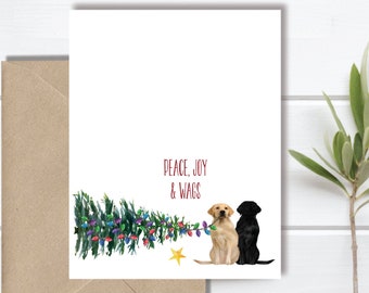 Choose Phrases Yellow Lab Christmas Cards British Lab Handmade Labrador Retriever Holiday Notecards Single or 10 Pack 