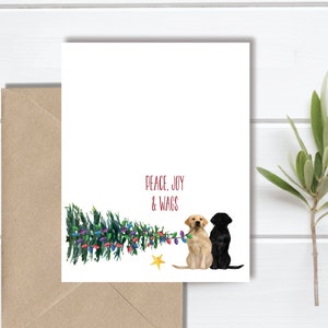 Cartes de Noël chien, jeu de cartes pour les fêtes, chiens, papeterie chien, cartes chien, cartes de Noël chiens, laboratoire jaune, labo noir, labrador retriever