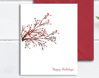 Christmas Cards, Holiday Cards, Mistletoe, Love Birds, Lovebirds,Christmas. Christmas Card Set, Holiday Card Set, Birds, Bird Christmas Card