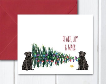 Dog Christmas Cards, Holiday Card Set, Dogs, Chocolate Lab, Dog Cards, Christmas Cards Dogs, Pets, Black Lab, Labrador Retriever