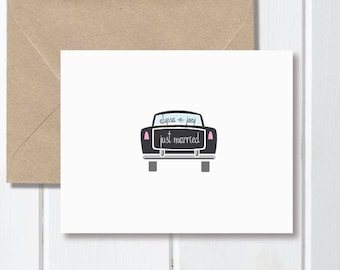 Wedding, Just Married, Wedding Thank You Cards, Thank You Cards, Bridal Shower, 1950s, Affordable Wedding, Cars, Vintage Cars