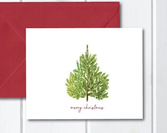 Christmas Cards, Holiday Cards, Holiday Greeting Cards, Christmas Tree, Rustic Christmas Cards, Handmade, Watercolor