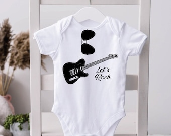 Guitar Baby Bodysuit, Baby Guitar Shirt, Guitars, Ready to Rock, Baby Clothes, Baby Shower Gift, New Baby, Gender Neutral, Music Lovers