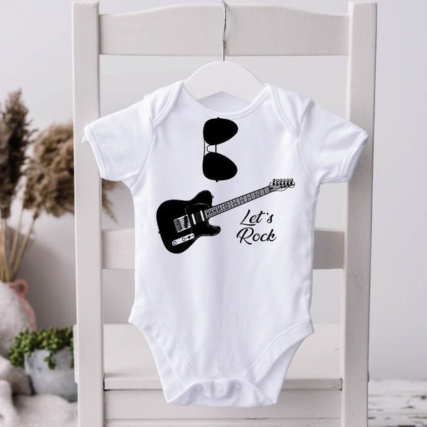 Guitar Baby Bodysuit, Baby Guitar Shirt, Guitars, Ready to Rock, Baby Clothes, Baby Shower Gift, New Baby, Gender Neutral, Music Lovers
