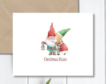 Christmas Cards,  Holiday Cards, Gnome Christmas Cards, Gnomes, Handmade, Christmas Card Set, Handmade, Merry Christmas, Watercolor