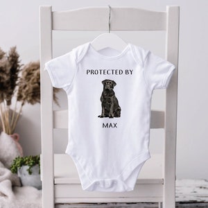 Black Lab Bodysuit, Labrador Retriever, Dog Shirt, Dog Shirt for Kids, New Baby Gift, Baby Boy, Gift for New Baby, Dog Lovers, Protected By