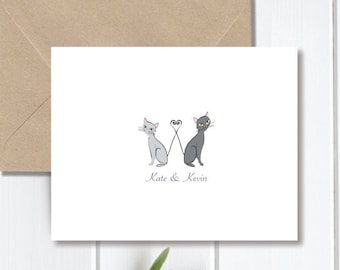 Cat Wedding Thank You Cards, Cats, Wedding Thank You Cards, Thank You Cards, Bridal Shower, Cat Bridal Shower Cards, Cat Themed Cards,