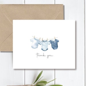 Baby Shower Thank You Cards, Baby, Baby Thank You Cards, Thank You Cards, Baby Boy Announcement Cards - Baby Boy Clothesline