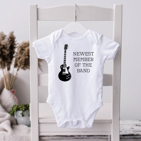 Guitar Baby Bodysuit, Baby Guitar Shirt, Guitars, Ready to Rock, Baby Clothes, Baby Shower Gift, New Baby, Baseball Sleeves, Music Lovers