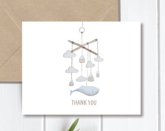 Baby Shower Thank You Cards, Gender Neutral, Whales, Baby Thank Yous, Boho Baby, Thank You Notes Baby, Thank You Cards Baby, Girl, Boy