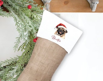 Christmas Stocking for Dog, Stocking for Dog, Pug Christmas Stocking, Stocking for Pug, Puppy's First Christmas, Dog Christmas Stocking