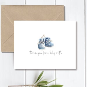 Baby Shower Thank You Cards, Baby, Baby Thank You Cards, Thank You Cards, Baby Boy Announcement Cards, Baby Shoes, New Baby