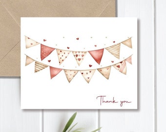 Thank You Cards, Wedding Thank You Cards, Hearts, Bridal Shower Thank You Cards, Hearts, Thank You Notes, Affordable Wedding