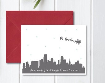 Christmas Cards, Holiday Cards, Santa, Miami, Miami Christmas Cards, Florida Christmas, Reindeer, Handmade, Christmas Card Set
