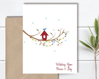 Christmas Cards, Christmas Card Sets, Bird, BirdHouse, Christmas, Snow, Holiday Cards, Handmade, Christmas Card Set, Affordable, Handmade
