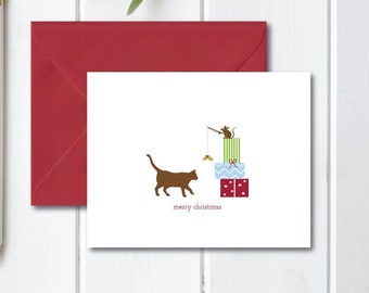 Christmas Cards, Cats, Mouse,  Holiday Cards, Cat Christmas Cards,  Christmas Card Set,  Holiday Card Set, Holiday