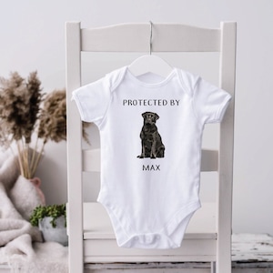 Black Lab &#39;Protected By&#39; Baby Bodysuit: Dog Lover Gift