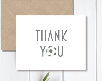 Thank You Cards, Soccer Themed Cards, Soccer Thank You Cards, Soccer, Soccer Themed Party, Funny Thank You Cards, Handmade