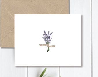 Thank You Cards, Thank You Card Set, Thank You Notes, Lavendar, Flowers, Floral, Recycled, Rustic, Wedding, Bridal Shower, Lavendar Garden