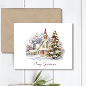 Christmas Cards, Church Christmas Cards,  Religious Christmas Cards, Holiday Card Set, Christmas Card Sets, Handmade, Church, Watercolor