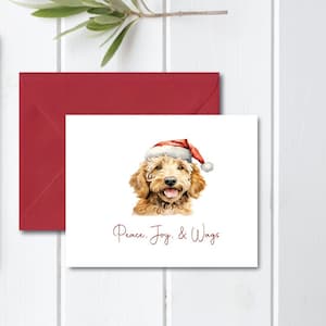 Cartes de Noël avec chien, Jeu de cartes pour les fêtes, Chiens, Papeterie pour chien, Cartes de chien, Cartes de Noël pour chiens, Animaux de compagnie, Goldendoodle, Amoureux des chiens