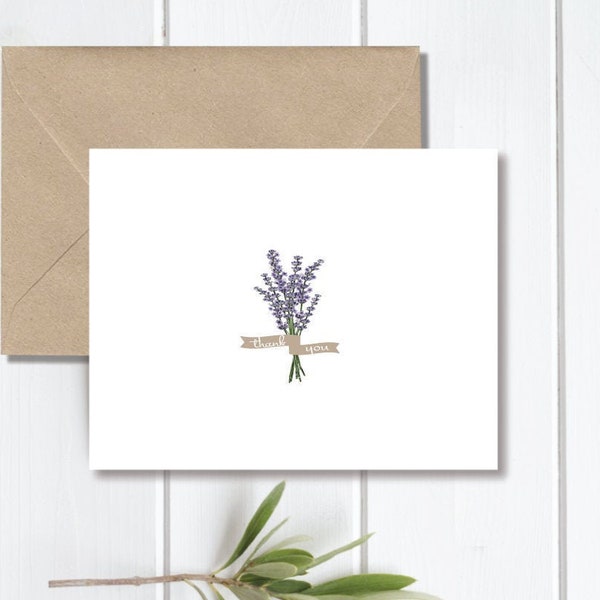 Thank You Cards, Thank You Card Set, Thank You Notes, Lavendar, Flowers, Floral, Recycled, Rustic, Wedding, Bridal Shower, Lavendar Garden