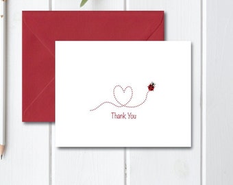 Ladybug Thank You Cards, Thank You Notes, Ladybugs, Lady Bug Note Cards, Note Cards, Ladybug, Stationery, Stationary