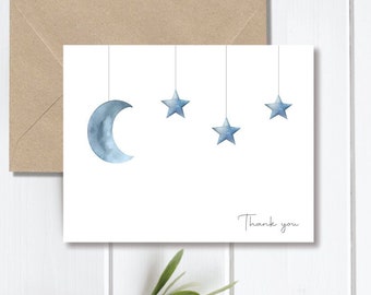 Baby Shower Thank You Cards, Gender Neutral, Moon, Baby Thank Yous, Boho Baby, Thank You Notes Baby, Thank You Cards Baby, Mobile