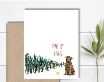 Dog Christmas Cards, Holiday Card Set, Dogs, Chocolate Lab, Dog Cards, Christmas Cards Dogs, Pets, Black Lab, Labrador Retriever