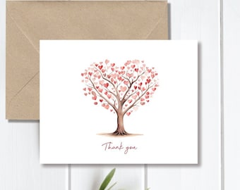 Thank You Cards, Wedding Thank You Cards, Hearts, Bridal Shower Thank You Cards, Hearts, Thank You Notes, Affordable Wedding
