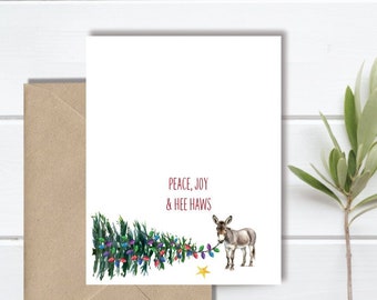 Christmas Cards, Donkey, Holiday Cards, Donkey Christmas Cards,  Christmas Card Set,  Equestrians, Holiday, Equestrian Christmas Cards