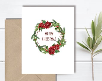 Watercolor Christmas Cards, Watercolor, Christmas Cards, Wreath, Holiday Cards, Christmas Wreath, Holiday Card Set, Handmade