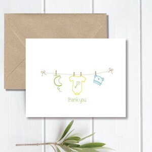 Baby Shower Thank You Cards, Baby Announcement Cards, New Baby Cards, Baby,  Clothesline, Baby Shower