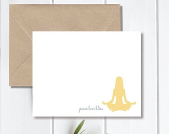 Gift for Yoga Lover, Yoga Cards, Yoga Stationery, Gift for Yoga Instructor, Stationery Set, Stationary Set, Personalized Stationery