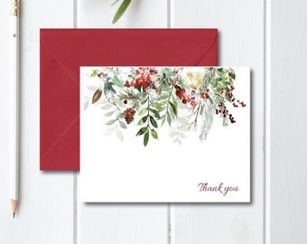 Thank You Cards, Christmas Thank You Cards, Watercolor, Cards, Boho Christmas, Rustic Christmas Cards, Christmas Cards, Thank You Notes