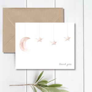 Cartes de remerciement pour baby shower, Sexe neutre, Lune, Merci de bébé, Bébé bohème, Mots de remerciement bébé, Cartes de remerciement bébé, Mobile