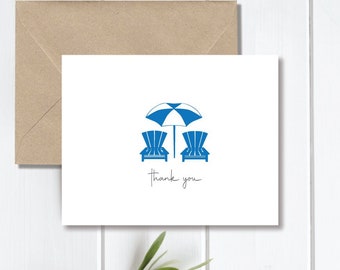 Wedding Thank You Cards, Beach Weddings, Bridal Shower Cards, Bridal Shower, Thank You Cards, Destination Weddings, Beach Chair Cards