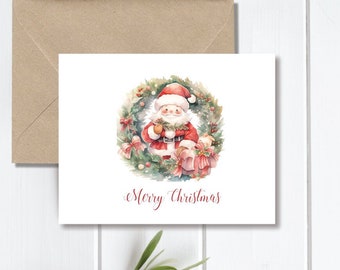 Handmade Christmas Cards, Christmas Cards, Santa, Watercolor, Traditional Christmas, Holiday Cards, Christmas Card Sets, Holiday Card Set,