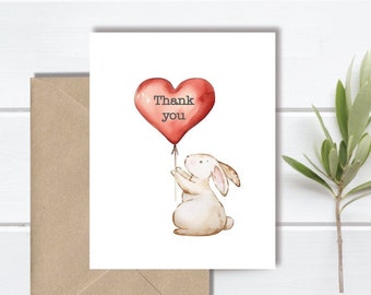 Rabbit Thank You Cards, Rabbit Note Cards, Rabbit, Baby Thank You Cards, Thank You Cards, Rabbit Stationery, Thank You Notes, Note Cards