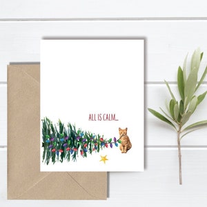 Cartes de Noël, chats, cartes de vœux, cartes de Noël chat, jeu de cartes de Noël, chat orange, chat tigré, jeu de cartes de vœux, vacances, fait main