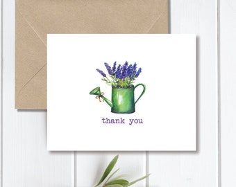 Thank You Cards, Thank You Card Set, Thank You Notes, Lavendar, Flowers, Floral, Recycled, Rustic, Wedding, Bridal Shower, Lavendar Garden