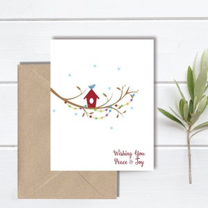 Christmas Cards, Birdhouse, Snow, Christmas Thank You Cards, Thank You Cards, Christmas Lights, Bird House, Handmade, Holiday Thank You