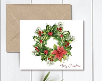 Rustic Christmas Cards, Wreath, Christmas Wreath,  Christmas, Christmas Cards, Handmade, Holiday Cards, Christmas Card Set