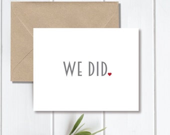Wedding Thank You Cards, We Did, Just Married, Wedding Thank Yous, Bridal Shower Thank You Cards, Wedding Thank You Notes, Affordable