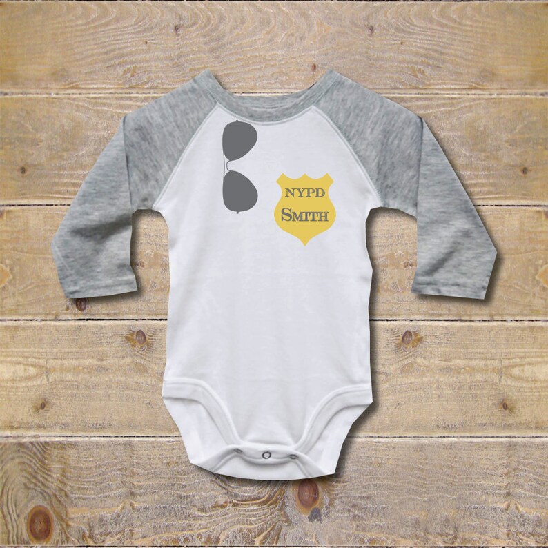 Gift for Police Officer Gifts for Dad Grey Baseball Tee Police Badge Shirt Police Cotton New Baby Police Officer Cops